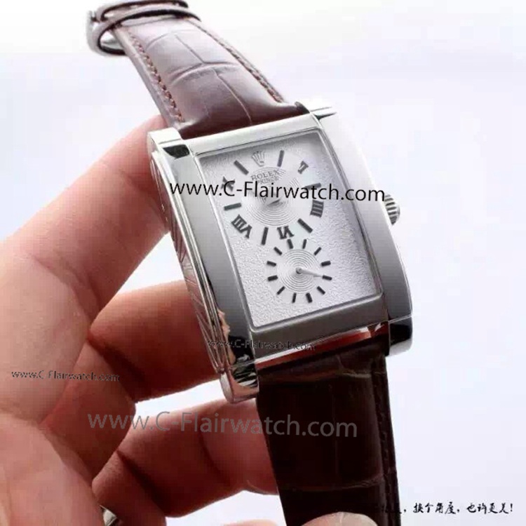 Low Price Rolex Cellini Prince 28mm Watch SS Brown Leather